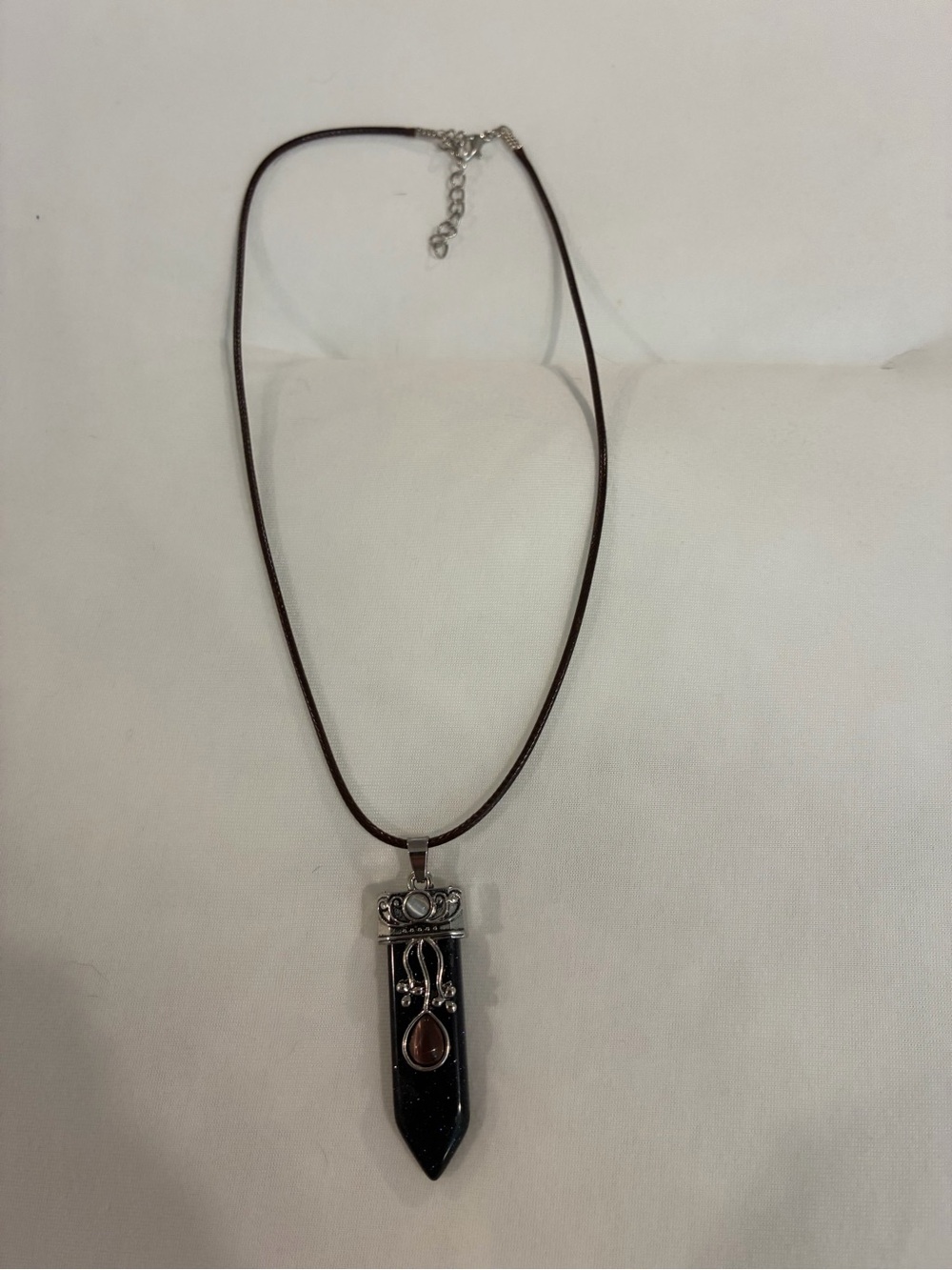 Handcrafted Moonstone Pendant Necklace with Tigers Eye Stone Accent